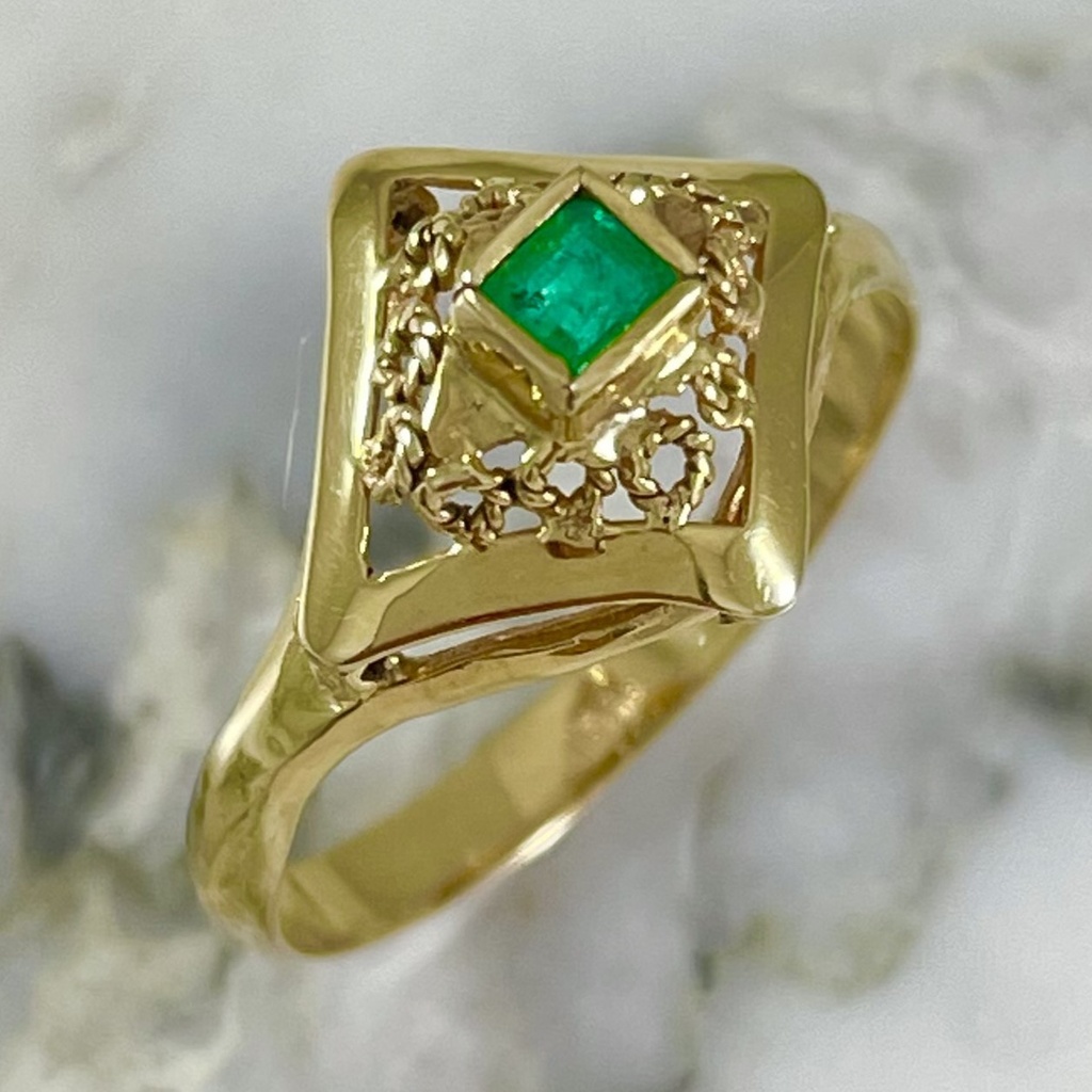 Anillo Esmeralda Filigrana