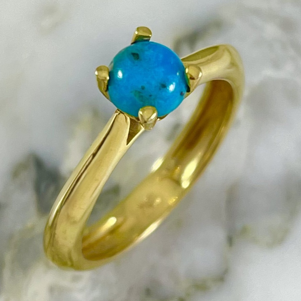 Anillo Solitario Turquesa Redonda