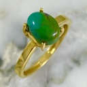 Anillo Solitario Turquesa Verde Ovalada