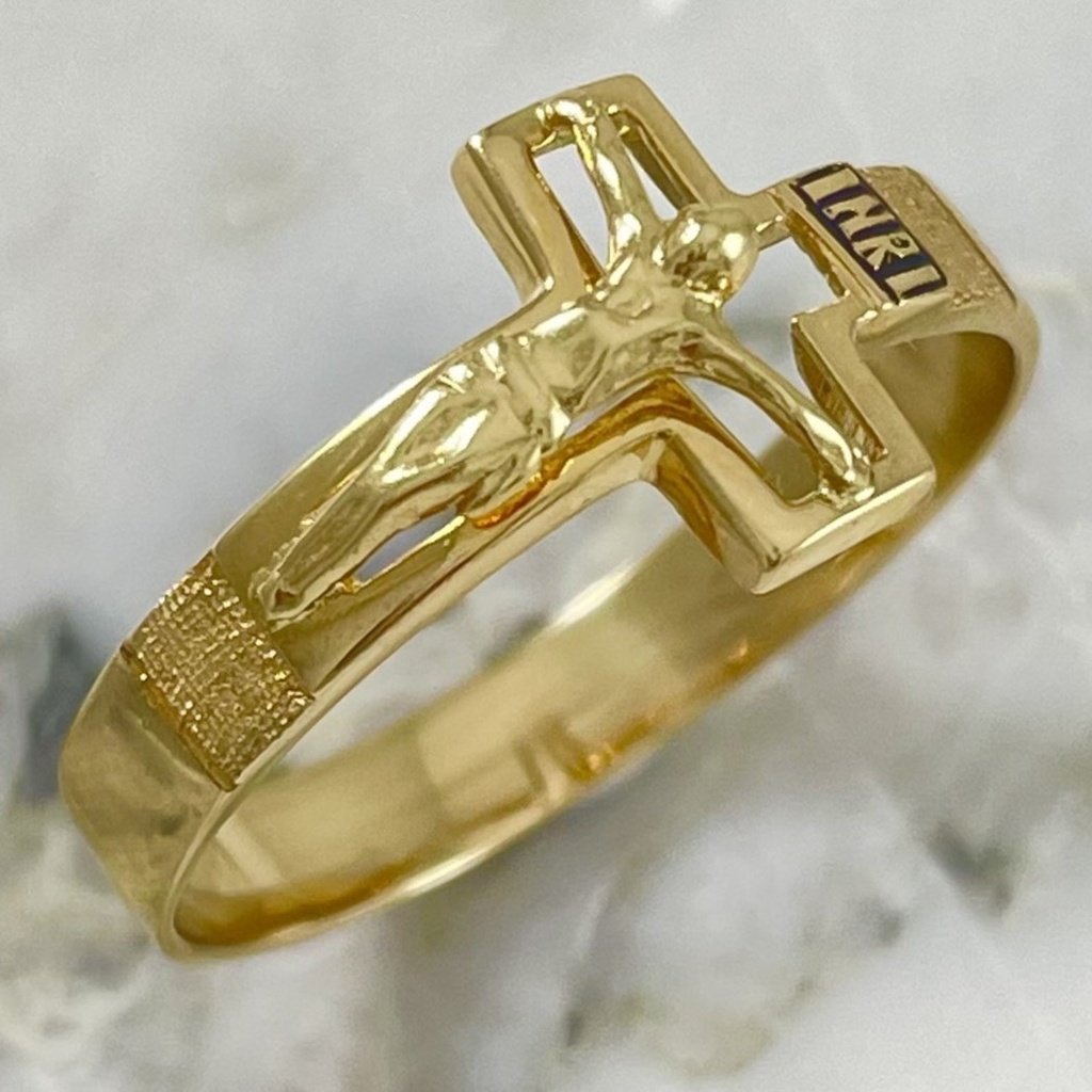 Anillo Inri Silueta Cruz Mateado